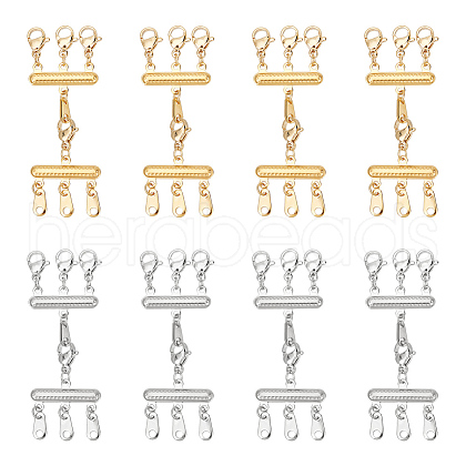 Unicraftale 8Pcs 2 Colors 304 Stainless Steel Multi-strand Clasps with Lobster Claw Clasps FIND-UN0001-65-1