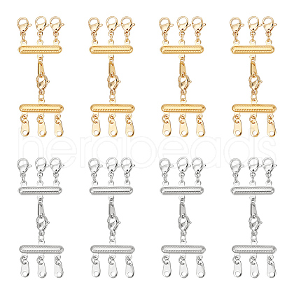 Unicraftale 8Pcs 2 Colors 304 Stainless Steel Multi-strand Clasps with Lobster Claw Clasps FIND-UN0001-65-1