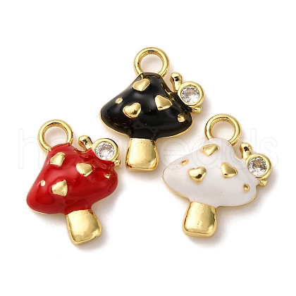 Brass Micro Pave Clear Cubic Zirconia Enamel Pendants KK-I276-26G-1