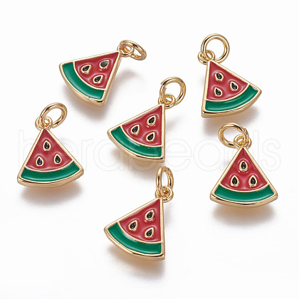 Brass Enamel Charms KK-L185-22G-1