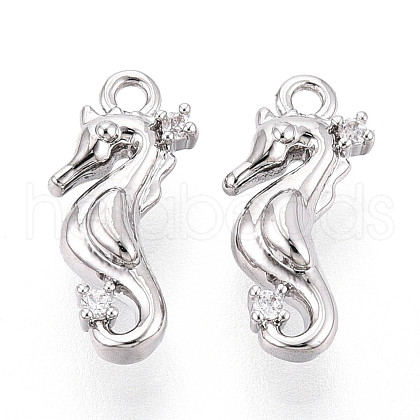 Brass Micro Pave Clear Cubic Zirconia Charms KK-N267-19P-1