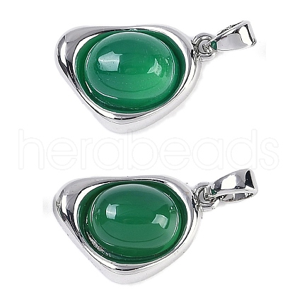 Natural Green Onyx Agate(Dyed & Heated) Pendants KK-U043-52P-01-1