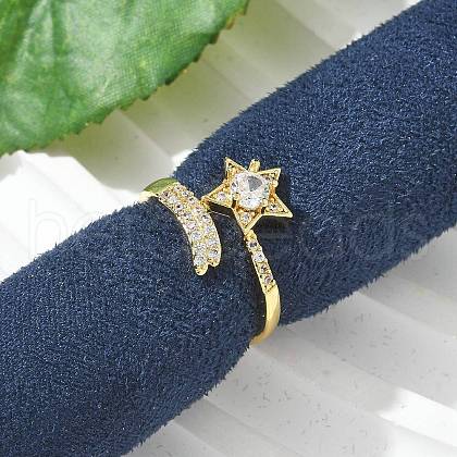 Star Clear Cubic Zirconia Finger Rings RJEW-G337-01G-1