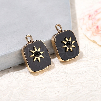 Natural Black Onyx(Dyed & Heated) Stainless Steel Pendants PW-WG46850-04-1
