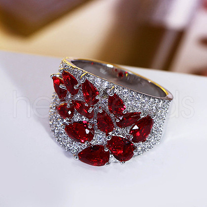 Brass Micro Pave Cubic Zirconia Finger Rings FS-WG4D6DE-05-1