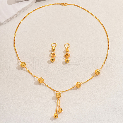 Elegant Brass Round Earrings & Necklaces Sets for Women's Party and Banquet Outfit DF0287-1