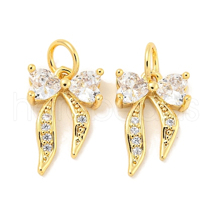Rack Plating Brass Micro Pave Clear Cubic Zirconia Pendants KK-B093-01F-G-1