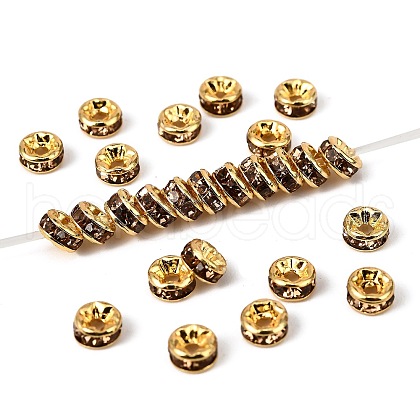 Brass Grade A Rhinestone Spacer Beads RSB034NF-05G-1