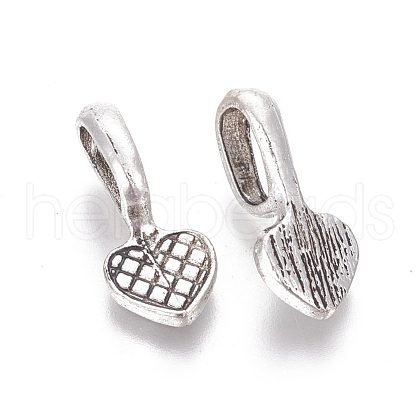 Tibetan Style Alloy Heart Glue-on Flat Pad Pendant Bails TIBEP-21438-AS-NR-1