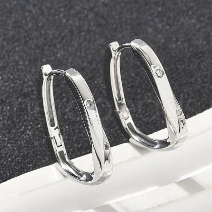 Rectangle Brass Hoop Earrings EJEW-D320-24P-1
