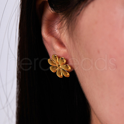 Fashionable Stainless Steel Flower Stud Earrings EQ5637-1