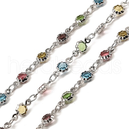 Rack Plating Brass Flower Link Chains CHC-A007-18P-1