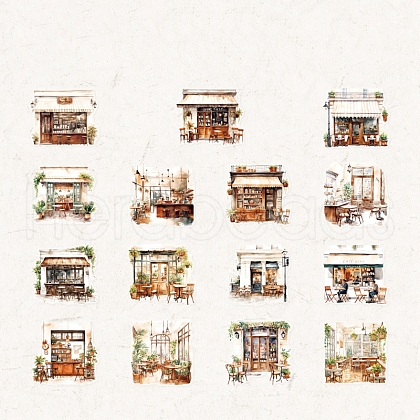30Pcs 15 Styles PET Stickers STIC-P018-C04-1