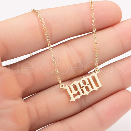 1980 Birth Year Number 201 Stainless Steel Pendant Cable Chain Necklaces FS-WGB5F08-68-1
