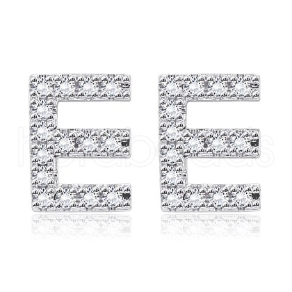 Brass Cubic Zirconia Stud Earrings EJEW-BB35118-E-1