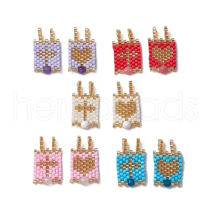 Glass Seed Beaded Pendants PALLOY-MZ00227-1