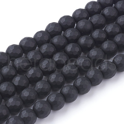 Synthetic Black Stone Beads Strands G-C059-6mm-1-1