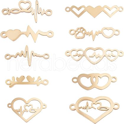 Unicraftale 10Pcs 10 Style 304 Stainless Steel Links Connectors STAS-UN0028-52-1