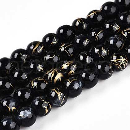 Baking Painted Glass Beads Strands X1-DGLA-N003-8mm-B10-1