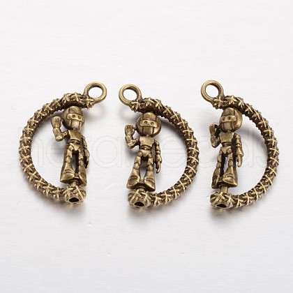 Tibetan Style Alloy Robot Pendants TIBEP-JC1121-AB-NF-1