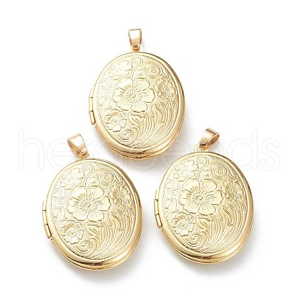 Brass Locket Pendants X-KK-P199-09G-1