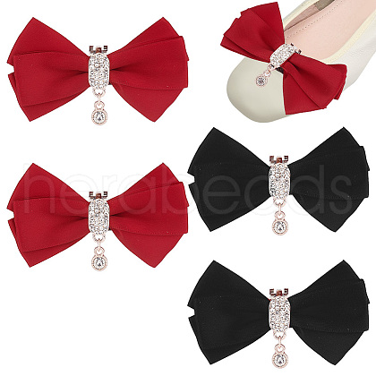   2 Pairs 2 Colors Bowknot Polyester Shoe Decorations FIND-PH0018-79-1