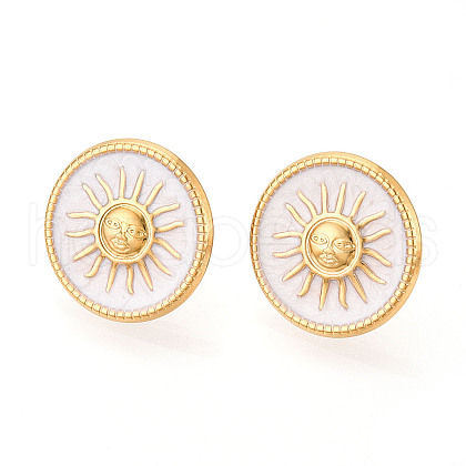 304 Stainless Steel Enamel Stud Earrings EJEW-T047-16G-1