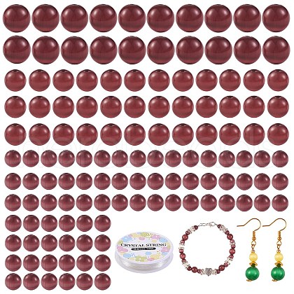 DIY Round Cat Eye Beads Bracelet Making Kit DIY-SZ0006-56A-1