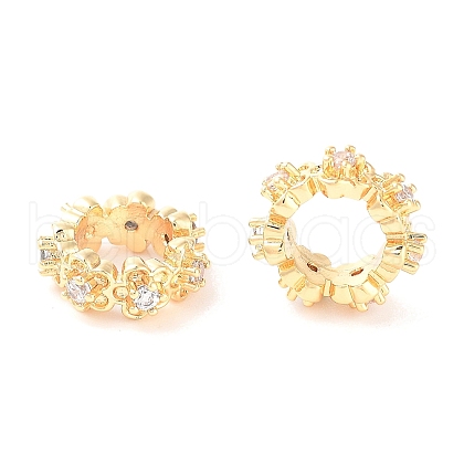 Brass Micro Pave Clear Cubic Zirconia European Beads KK-B102-35G-1
