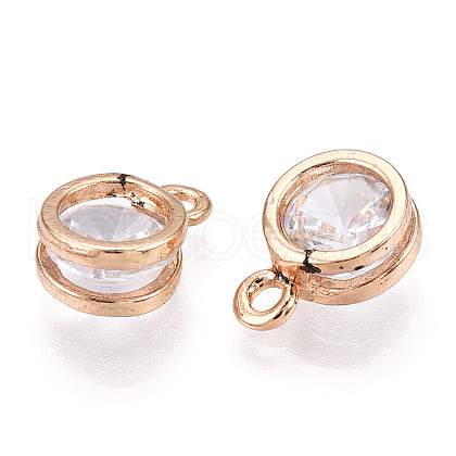 Flat Round Alloy Charms ZIRC-R007-054A-03-1
