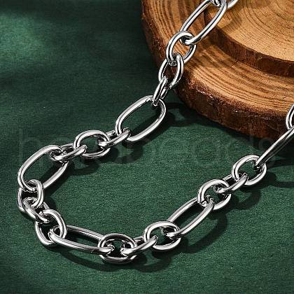 Non-Tarnish 304 Stainless Steel Figaro Chain Necklaces NJEW-O124-03P-1