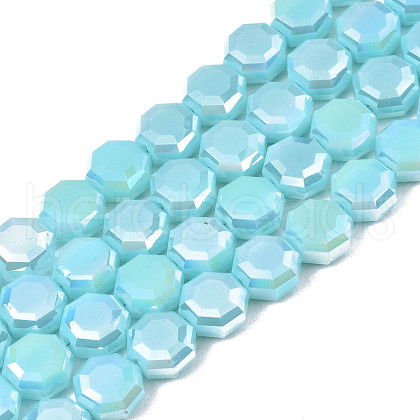 Electroplate Opaque Solid Color Glass Beads Strands EGLA-N002-27-A05-1