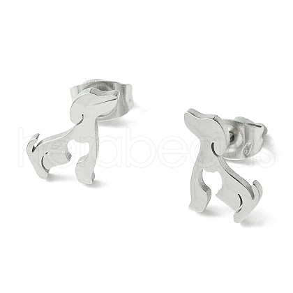 Cute Little Animal Theme 304 Stainless Steel Stud Earrings EJEW-B041-02A-P-1