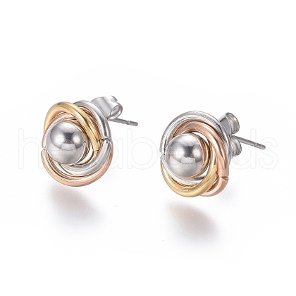 304 Stainless Steel Stud Earrings EJEW-L241-01MC-1