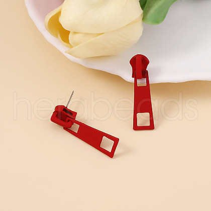 Zipper Slider Alloy Enamel Dangle Stud Earrings FS-WG34CD0-03-1