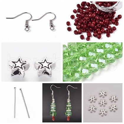 DIY Christmas Theme Glass & Brass Dangle Earring Making Kits DIY-CC0001-25-1