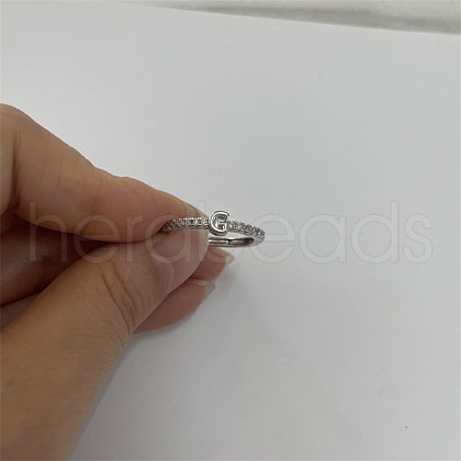 Brass Micro Pave Clear Cubic Zirconia Finger Rings FS-WGE303B-19-1