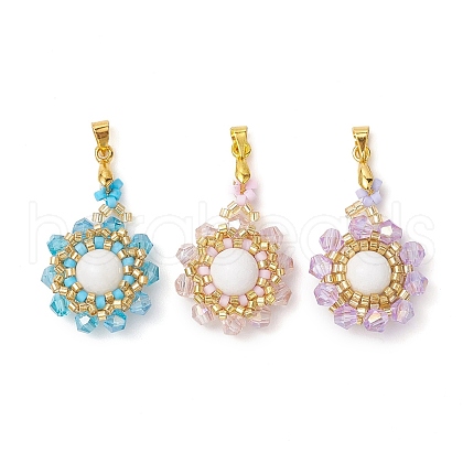 3Pcs 3 Colors Natural Mashan Jade(Dyed & Heated) Pendants PALLOY-MZ00253-1