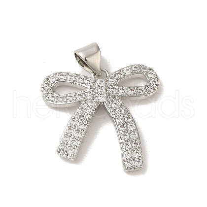 Rack Plating Brass Micro Pave Clear Cubic Zirconia Pendants KK-S366-23P-1