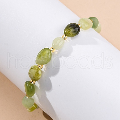 Natural Xiuyan Jade Beaded Bracelets for Women G-P563-07P-09-1