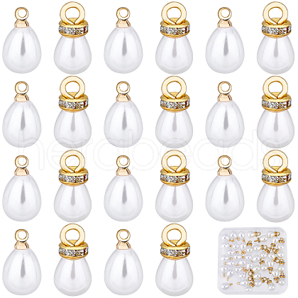 SUNNYCLUE 40Pcs 2 Style ABS Plastic Imitation Pearl Charms KK-SC0002-89-1