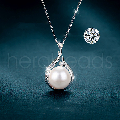 Mother's Day Jewellery Natural Freshwater Pearl Teardrop Pendant Necklaces WG6E8E0-01-1