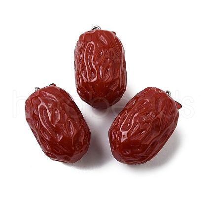 Artificial Red Date Resin Pendants RESI-M053-01-1