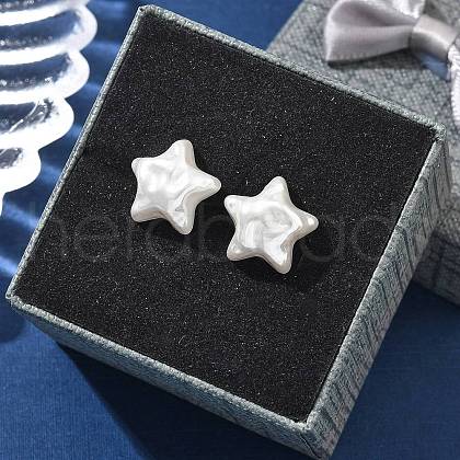 304 Stainless Steel Plastic Imitation Pearl Stud Earrings EJEW-R030-01G-03-1