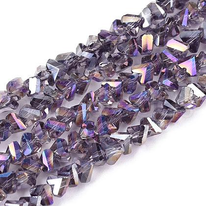Electroplate Transparent Glass Beads Strands GLAA-N021-4mm-01-1