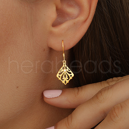 925 Sterling Silver Clear Cubic Zirconia Leaf Dangle Earrings HL7043-1-1
