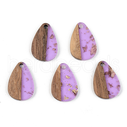Transparent Resin & Walnut Wood Pendants RESI-S389-027A-B01-1