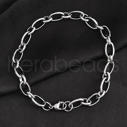 Tarnish Resistant Fashionable 304 Stainless Steel Engraved Vine Mother-son Chain Bracelets X-STAS-A028-B101P-1