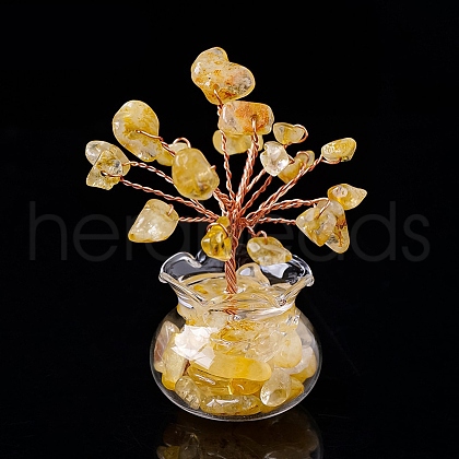 Mother's Day Natural Yellow Quartz Chips Tree Decorations PW-WG17210-02-1