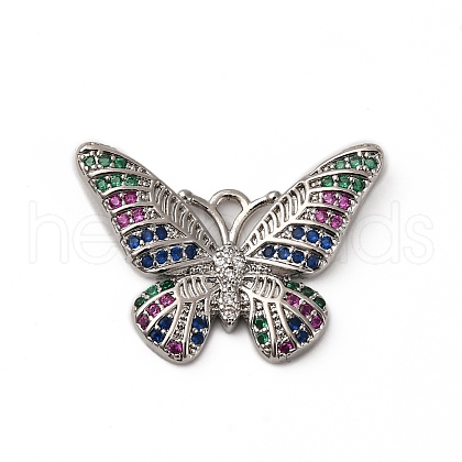 Brass Micro Pave Cubic Zirconia Pendants KK-P308-37P-1